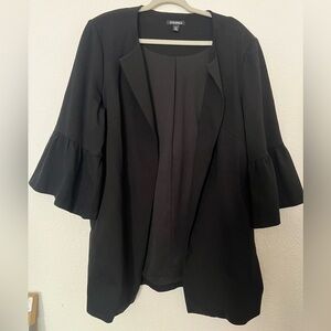 Roz & Ali 1X Longline Black Pointe Knit Blazer